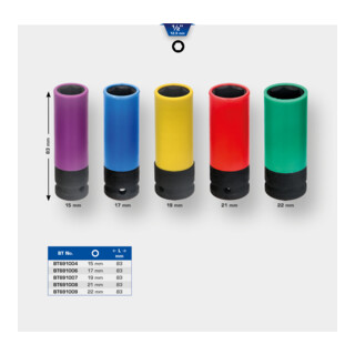 Brilliant Tools 1/2 Zoll Alu-Felgen-Kraft-Stecknuss, 17 mm