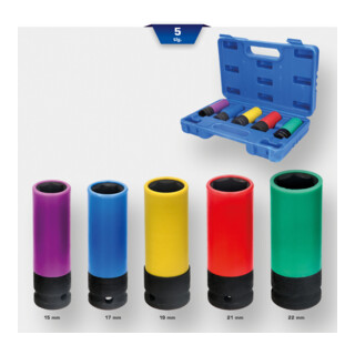Brilliant Tools 1/2 Zoll Alu-Felgen-Kraft-Stecknuss-Satz, 5-tlg