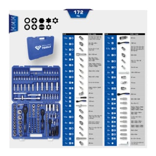 Brilliant Tools Steckschlüssel-Satz, 172-tlg, 1/4 Zoll, 3/8 Zoll, 1/2 Zoll
