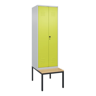 C+P PSA Doppel-Spind Classic PLUS, Bank, 2 Abteile, 2120x600x815mm, 7035/0024 Verschluss Sicherheits-Drehriegel Sitzbanktyp untergebaut Material Sitzfläche Buche-Hartholz