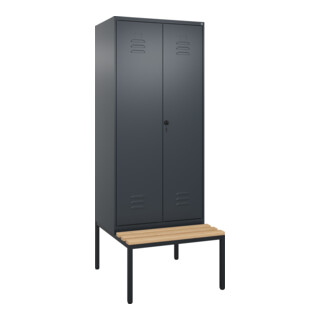 C+P PSA Doppel-Spind Classic PLUS, Bank, 2 Abteile, 2120x800x815mm, 7016/7016 Verschluss Sicherheits-Drehriegel Sitzbanktyp untergebaut Material Sitzfläche Buche-Hartholz