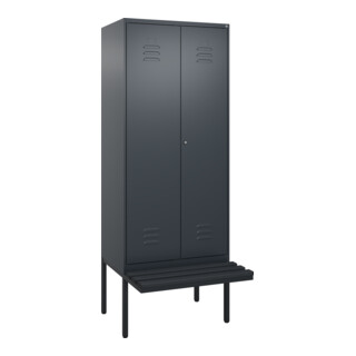 C+P PSA Doppel-Spind Classic PLUS, Bank, 2 Abteile, 2120x800x815mm, 7016/7016 Verschluss Zylinderschloss Sitzbanktyp auskragend Material Sitzfläche Kunststoff