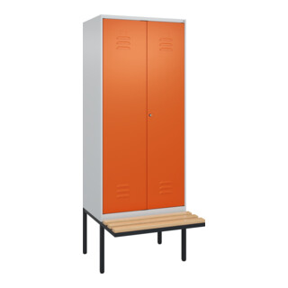 C+P PSA Doppel-Spind Classic PLUS, Bank, 2 Abteile, 2120x800x815mm, 7035/2004 Verschluss Zylinderschloss Sitzbanktyp auskragend Material Sitzfläche Buche-Hartholz