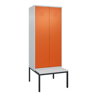 C+P PSA Doppel-Spind Classic PLUS, Bank, 2 Abteile, 2120x800x815mm, 7035/2004 Verschluss Zylinderschloss Sitzbanktyp untergebaut Material Sitzfläche Kunststoff