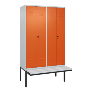 C+P PSA Doppel-Spind Classic PLUS, Bank, 4 Abteile, 2120x1200x815mm, 7035/2004 Verschluss Sicherheits-Drehriegel Sitzbanktyp auskragend Material Sitzfläche Kunststoff