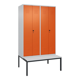 C+P PSA Doppel-Spind Classic PLUS, Bank, 4 Abteile, 2120x1200x815mm, 7035/2004 Verschluss Sicherheits-Drehriegel Sitzbanktyp untergebaut Material Sitzfläche Kunststoff