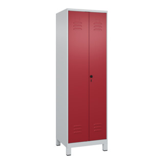 C+P PSA Doppel-Spind Classic PLUS, Füße, 2 Abteile, 1950x600x500mm, 7035/3003 Verschluss Sicherheits-Drehriegel