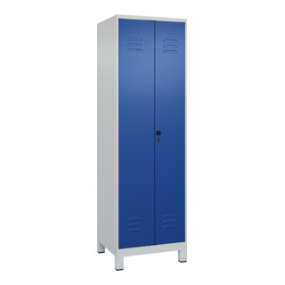 C+P PSA Doppel-Spind Classic PLUS, Füße, 2 Abteile, 1950x600x500mm, 7035/5010 Verschluss Sicherheits-Drehriegel