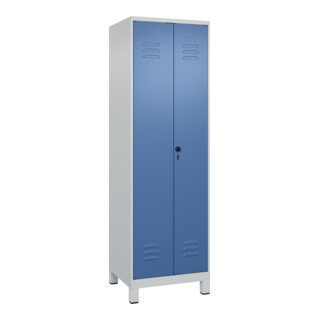 C+P PSA Doppel-Spind Classic PLUS, Füße, 2 Abteile, 1950x600x500mm, 7035/5023 Verschluss Sicherheits-Drehriegel