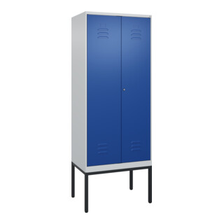 C+P PSA Doppel-Spind Classic PLUS, Gestell, 2 Abteile, 2120x800x500mm, 7035/5010 Verschluss Zylinderschloss