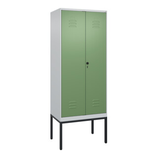 C+P PSA Doppel-Spind Classic PLUS, Gestell, 2 Abteile, 2120x800x500mm, 7035/6011 Verschluss Sicherheits-Drehriegel