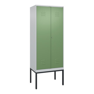 C+P PSA Doppel-Spind Classic PLUS, Gestell, 2 Abteile, 2120x800x500mm, 7035/6011 Verschluss Zylinderschloss