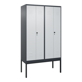 C+P PSA Doppel-Spind Classic PLUS, Gestell, 4 Abteile, 2120x1200x500mm, 7016/703 Verschluss Sicherheits-Drehriegel