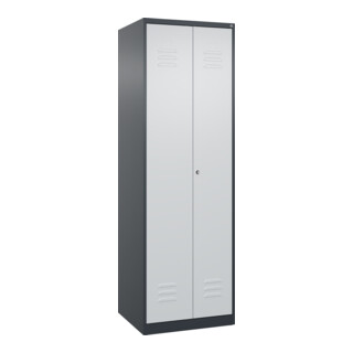 C+P Schwarz-Weiß-Spind Classic PLUS, 2 Abteile, 1850x600x500mm, 7016/7035 Verschluss Zylinderschloss