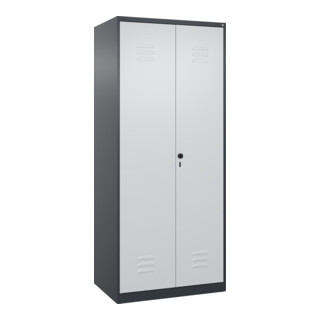 C+P Schwarz-Weiß-Spind Classic PLUS, 2 Abteile, 1850x800x500mm, 7016/7035 Verschluss Sicherheits-Drehriegel