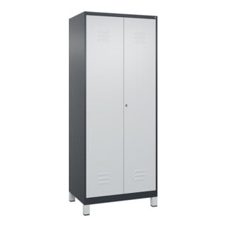 C+P Schwarz-Weiß-Spind Classic PLUS, 2 Abteile, 1850x800x500mm, 7016/7035 Verschluss Zylinderschloss
