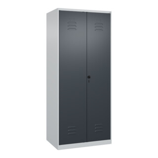 C+P Schwarz-Weiß-Spind Classic PLUS, 2 Abteile, 1850x800x500mm, 7035/7016 Verschluss Sicherheits-Drehriegel