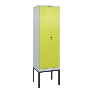 C+P Schwarz-Weiß-Spind Classic PLUS, Gestell, 2 Abteile, 2120x600x500mm, 7035/00 Front 1108060 RDS Viridingrün Verschluss Sicherheits-Drehriegel