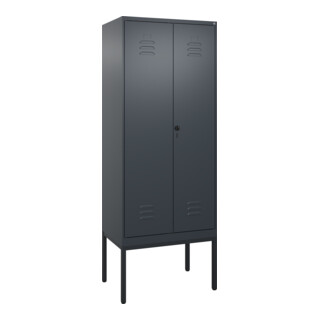 C+P Schwarz-Weiß-Spind Classic PLUS, Gestell, 2 Abteile, 2120x800x500mm, 7016/70 Front RAL 7016 Anthrazitgrau Verschluss Sicherheits-Drehriegel