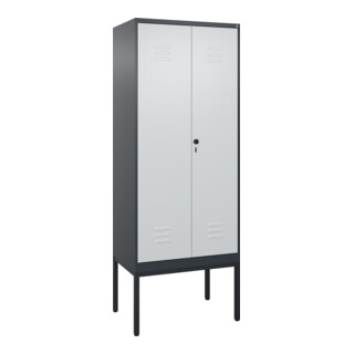 C+P Schwarz-Weiß-Spind Classic PLUS, Gestell, 2 Abteile, 2120x800x500mm, 7016/70 Front RAL 7035 Lichtgrau Verschluss Sicherheits-Drehriegel
