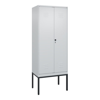 C+P Schwarz-Weiß-Spind Classic PLUS, Gestell, 2 Abteile, 2120x800x500mm, 7035/70 Front RAL 7035 Lichtgrau Verschluss Sicherheits-Drehriegel