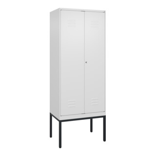 C+P Schwarz-Weiß-Spind Classic PLUS, Gestell, 2 Abteile, 2120x800x500mm, 9016/90 Front RAL 9016 Verkehrsweiß Verschluss Zylinderschloss