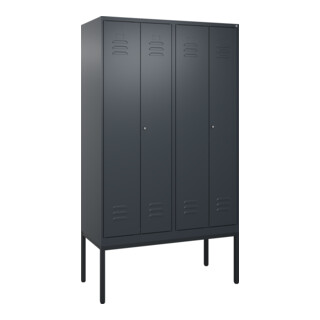 C+P Schwarz-Weiß-Spind Classic PLUS, Gestell, 4 Abteile, 2120x1200x500mm, 7016/7 Front RAL 7016 Anthrazitgrau Verschluss Zylinderschloss