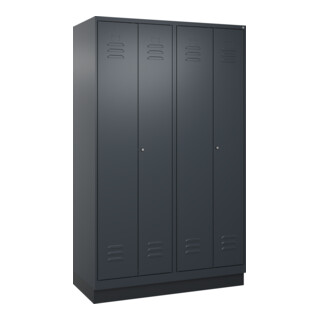C+P Schwarz-Weiß-Spind Classic PLUS, Sockel, 4 Abteile, 1950x1200x500mm, 7016/70 Front RAL 7016 Anthrazitgrau Verschluss Zylinderschloss