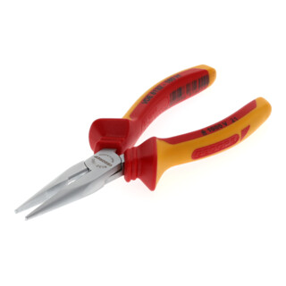 Gedore VDE Flachrundzange, Elektronik, lange Backen, gezahnt, gerade, induktiv gehärtet, Länge 160 mm, VDE 8132-160 H