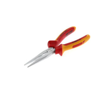 Gedore VDE Flachrundzange, Elektronik, lange Backen, gezahnt, gerade, induktiv gehärtet, Länge 200 mm, VDE 8132-200 H