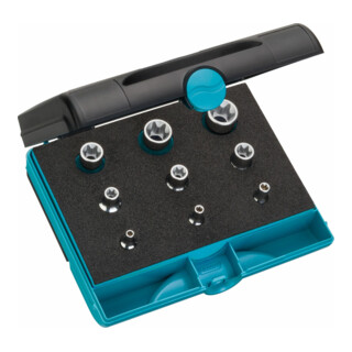 HAZET Werkzeug-Satz TX 1557/9 Vierkant hohl 6,3 mm (1/4 Zoll), Vierkant hohl 10 mm (3/8 Zoll), Vierkant hohl 12,5 mm (1/2 Zoll) Außen TX Profil Anzahl Werkzeuge: 9