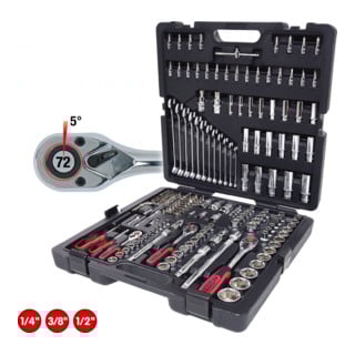 KS Tools 1/4 Zoll+3/8 Zoll+1/2 Zoll CHROMEplus Steckschlüssel-Satz, 216-tlg.