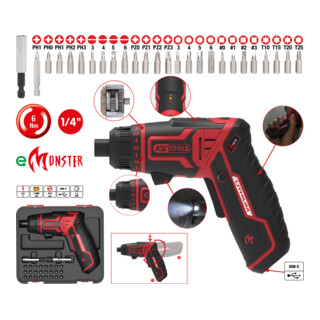 KS Tools eMONSTER 1/4' Akku-Bit-Schrauber-Satz, 27-tlg.