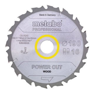 Metabo Sägeblatt 'power cut wood - professional', 152x2,4/1,6x20 Z12 FZ 15°