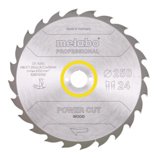 Metabo Sägeblatt 'power cut wood - professional', 250x2,8/2,0x30, Z24 WZ 25°