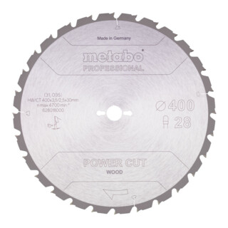 Metabo Sägeblatt 'power cut wood - professional', 400x30 Z28 TZ 10°