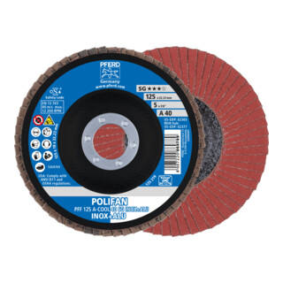 PFERD TOOLS POLIFAN Fächerscheibe PFF 125x22,23 mm flach A-COOL 40 SG INOX+ALU Edelstahl/Alu