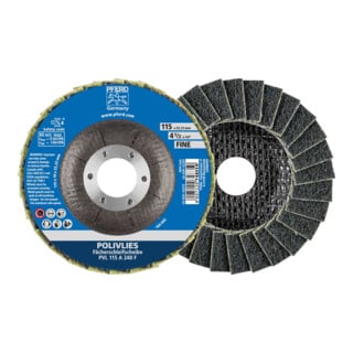PFERD TOOLS POLIVLIES-Fächerscheibe PVL Korund Ø 115 mm Bohrung 22,23 mm A240F für Feinschliff