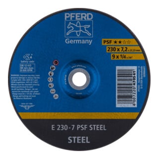 PFERD TOOLS Schruppscheibe E 230x7,2x22,23 mm Universallinie PSF STEEL für Stahl
