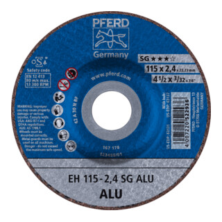 PFERD TOOLS Trennscheibe EH 115x2,4x22,23 mm gekröpft Leistungslinie SG ALU für Alu