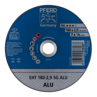 PFERD TOOLS Trennscheibe EHT 180x2,9x22,23 mm gerade Leistungslinie SG ALU für Alu