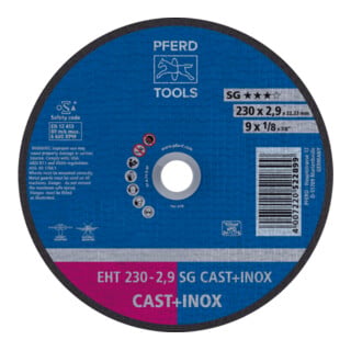 PFERD TOOLS Trennscheibe EHT 230x2,9x22,23 mm gerade Leistungslinie SG CAST+INOX für Guss/Edelstahl