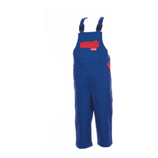 Planam Kinder-Latzhose kornblau/mittelrot 158/164