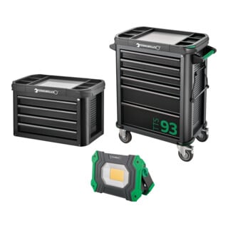 Stahlwille Werkstattwagen 93/6 A + TOP BOX + Arbeitsstrahler 93 Trolley + Box 10 Schubl. 0 x 0 x 0 mm TTS 93/6 anthrazit, RAL 7016, 93 TOP BOX schwarz, RAL 9005