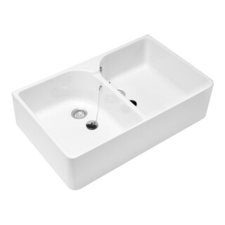 V&B Doppel-Spülbecken O.NOVO 79,5x22x50cm, weiß C-plus, mit Überlauf