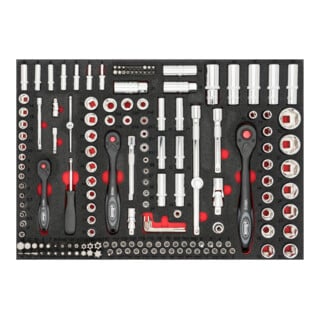 VIGOR Innenvierkant Antrieb 6,3 = 1/4 Zoll Innenvierkant Antrieb 10 = 3/8 Zoll Innenvierkant Antrieb 12,5 = 1/2 Zoll Steckschlüssel-Werkzeug-Satz V4188 Anzahl Werkzeuge: 172