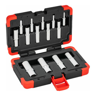 VIGOR T Steckschlüsseleinsatz Satz, V7014, 1/4 Zoll (6,3 mm) Vierkant, 3/8 Zoll (10 mm) Vierkant, 1/2 Zoll (12,5 mm) Vierkant, E Profil, 14-teilig, E4 – E24