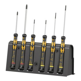 Wera 1578 A/6 ESD Elektroniker-Schraubendrehersatz + Rack, 6-teilig