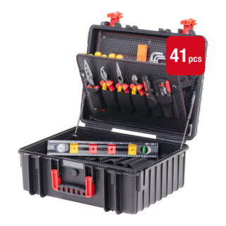 Wiha Werkzeugkoffer XL 2 electric 41-tlg., I Werkzeugkoffer gefüllt für Elektriker mit Tragegurt