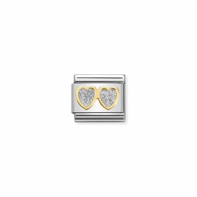 Nomination Classic - Composable Classic - DOPPELTE GLITZER HERZEN - 030220/01